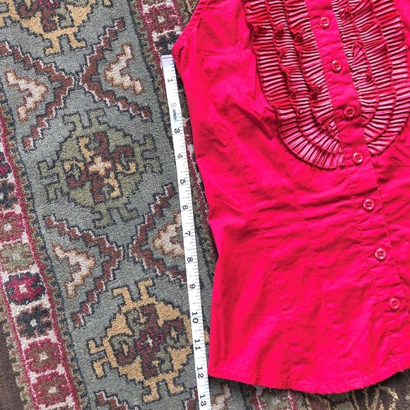 Fabulous Vivid Red Ruffled Button-Front Halter Top - Size XS - Vintage Piece! - Picture 12 of 16